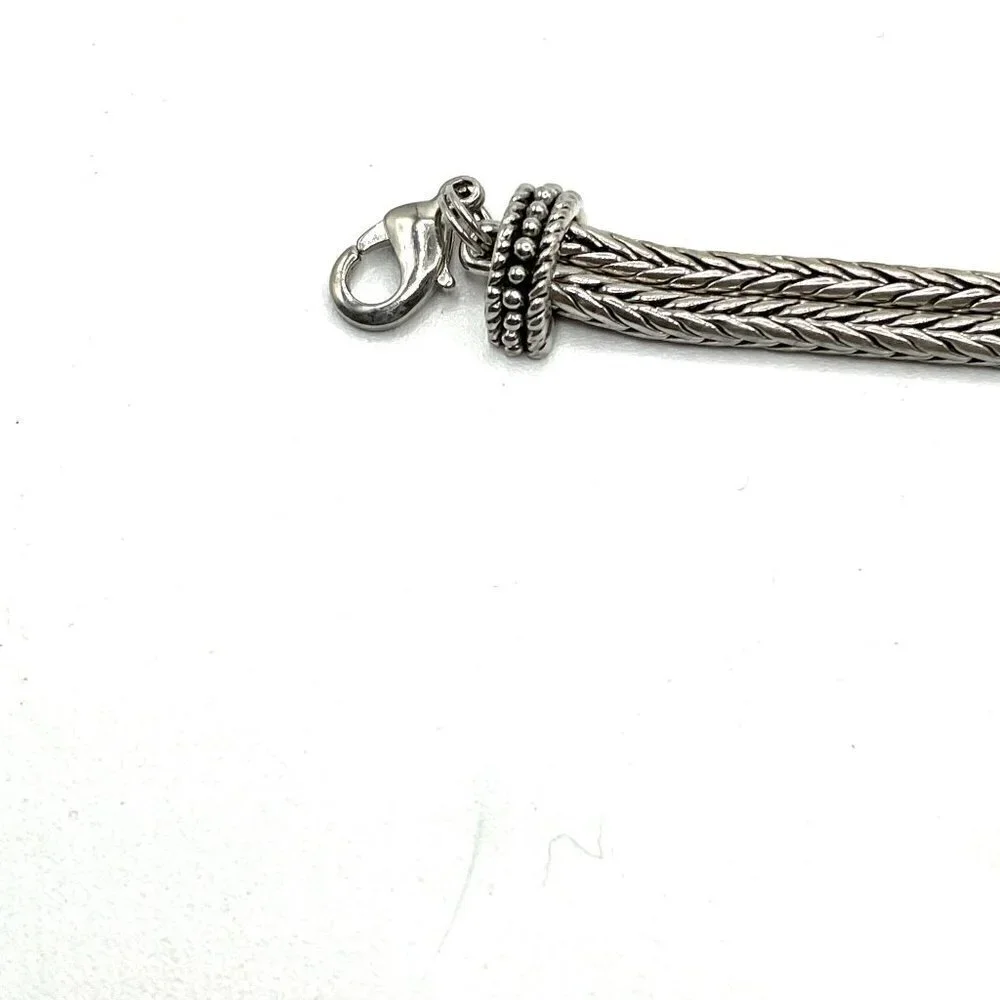Lia Sophia Love Dust Pave Crystal Heart Silver Tone Chain Bracelet 7.5